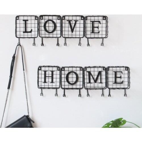 Decorative Iron Art Home Letter Hook Rack Creative Home Multifunctional Wall Combination Storage and Finishing