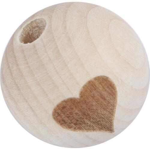 DoreenBeads Wood Spacer Beads Round Natural Heart Pattern DIY Findings About 19mm( 6/8") Dia, 1 Packet (Approx 20 PCs/Packet)