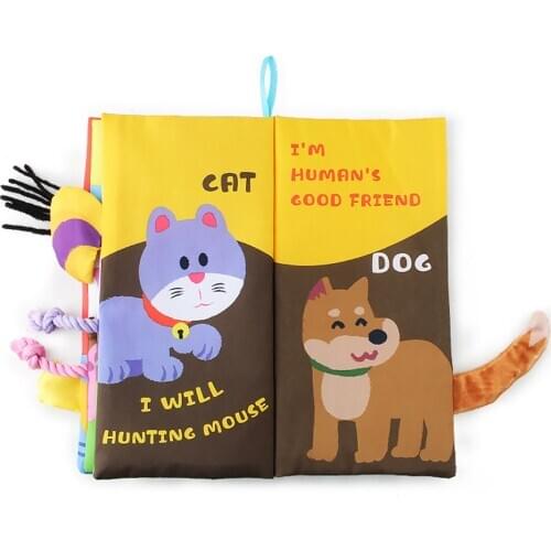 Baby Toys Early Teaching 3D Cloth Books Kids Learning Education Activity Farm Animal Tail Flexible Tear Resistant Reading Books