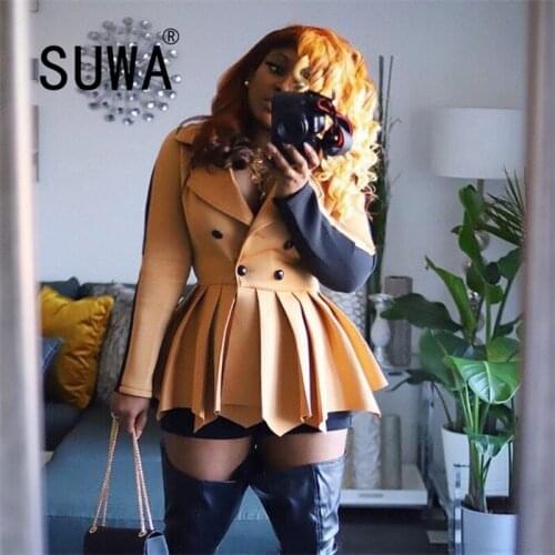 Elegant Sexy V-neck Solid Autumn Dress women Casual Button Long Sleeve Short Mini Dress A-line Office Ladies Dresses 2021