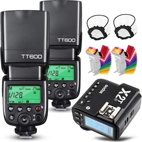 Godox 2X TT600 HSS 2.4G Wireless Master/Slaver Flash Speedlite & Receiver Godox X2T-N Remote Trigger Transmitter Kit