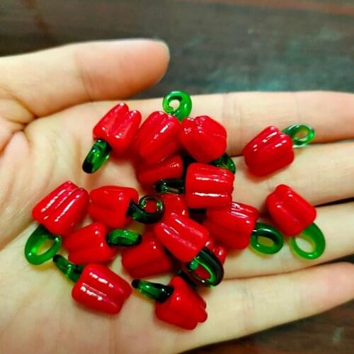 15 Pieces Of Chinese Handmade Lighting Bead Pendant Womens DIY Red Bell Pepper Glass Pendant Earrings Necklace Bracelet Jewelry