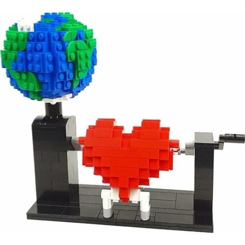 MOC Love Earth Planet Building Blocks Red Heart The Globe Five Continents Display Idea Assemble Model Toys For Child Kids Gifts