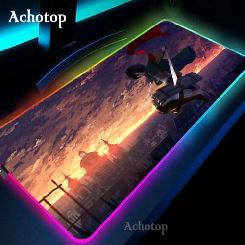 Shingeki No Kyojin LED Light Gaming Mouse Pad RGB Anime Large Keyboard Rubber Base Computer Carpet Desk Mat PC Game Mouse Pad