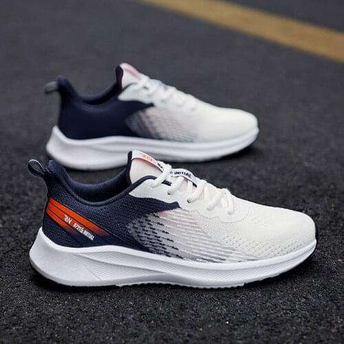 Mens Sports Shoes Breathable Mesh Running Sneakers Outdoor Leisure Soft-soled Shoes Large Size Homme 39-44