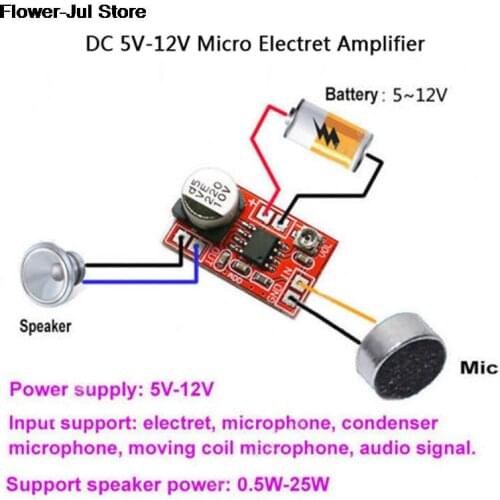 1PC DC 5V-12V Micro Electret Amplifier MIC Condenser Mini Microphone Amplifier Board