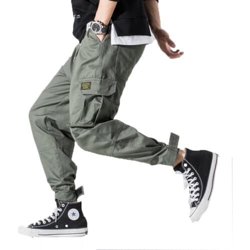 2020 Men Multi-pocket Cargo Pants Mens Design Elastic Waist Harem Pant Street Punk Hip Hop Casual Male Army Trousers Joggers 5XL
