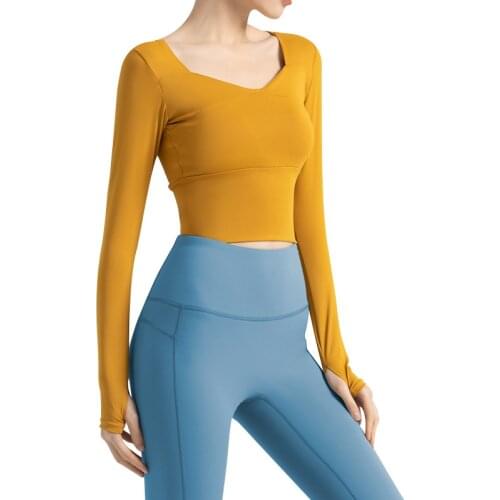 New yoga clothes womens sports Jacket Long Sleeve Tight Short Navel Sport T-shirt Running Fitness Suit Woman Blouses Bodysuit