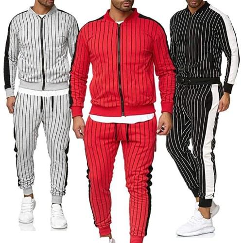 New Men Tracksuit Striped Sports Suit Zipper Set Casual Sports Set Jacket Cardigan Outdoor Sports And Leisure Runners MenS Suit