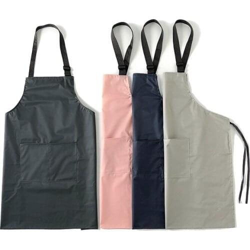 Solid color simple waterproof apron adjustable anti-dirty kitchen men and women couple models oil-proof