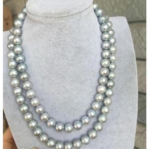 Stunning 9-10 MM NATURAL TAHITIAN GRAY PEARL NECKLACE 36" 50"