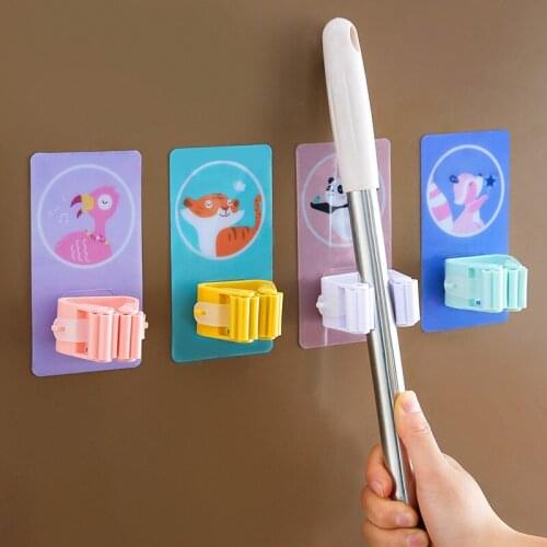 Self-adhesive Multi-Function Hooks Free Punch Wall Mounted Mop Organizer Holder Rack Hanger Hook Kitchen bathroom Strong Hooks