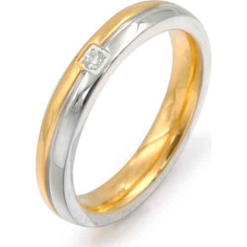 Wedding stainless steel wedding ring for couple round rhinestone jewelry charm fashion lovers engagement ring women men R747