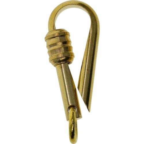 Fine Solid raw brass Creative slide lock Japanese U shape fish hook Keychain key Ring Holder FOB EDC DIY making supplies