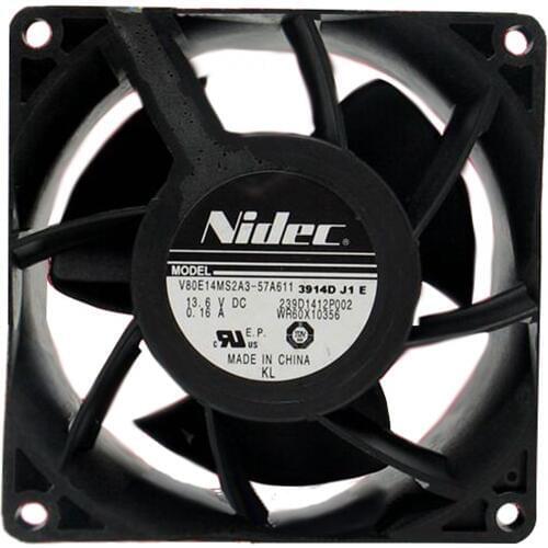 New Original For Nidecc 8cm V80E14MS2A3-57A611 8038 13.6V 0.16A 4wire Cooling Fan 1 year warranty