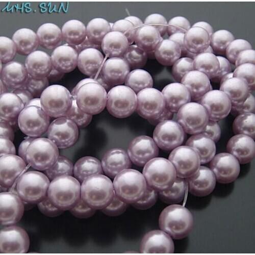 MHS.SUN High Quality 3mm-16mm Pale Purple Fake Pearls Glass Imitation Pearls Round Loose Spacer Beads For Jewelry Making