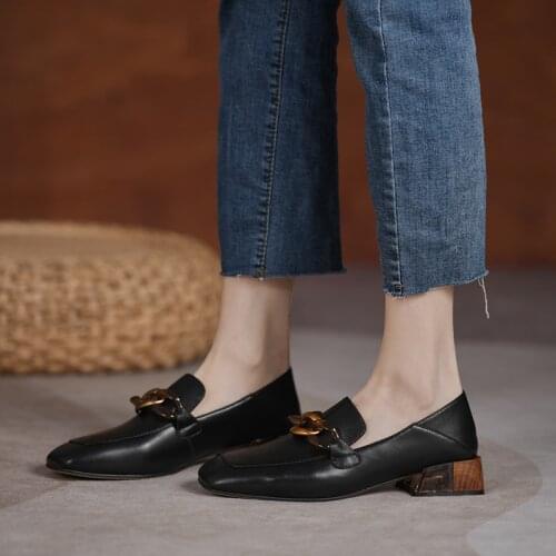 2021 Women Golden Chain Flats Ballet Shoes Squared Leather Breathable Moccasins Women Boat Shoes Ballerina Ladies Casual Shoes