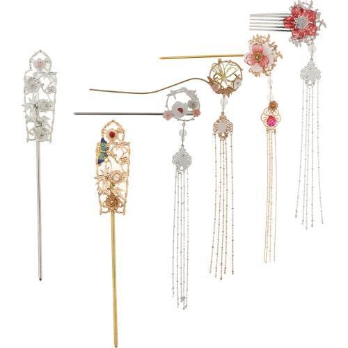 Lady Women Hair Sticks Pin Tassel Fashion Jewelry Traditional Chignon Picks Hair Accessories