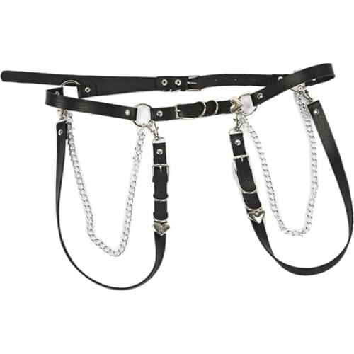 Women Gothic Hiphop Belt Adjustable Disco Dancing Leather Belts Punk Style Jk Waist Strap Gitl Dress Body Waist Chain