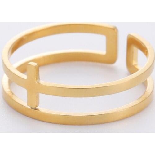 Cazador Cross Rings 2021 Trend Stainless Steel Gold Color Open Finger Ring for Women Christian Jesus Jewelry Friends Gifts New