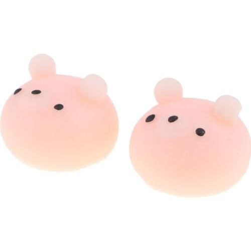 1 Pair Squishy Soft Slow Rising Squishes TPR Stress Relief Pink Bear Toy