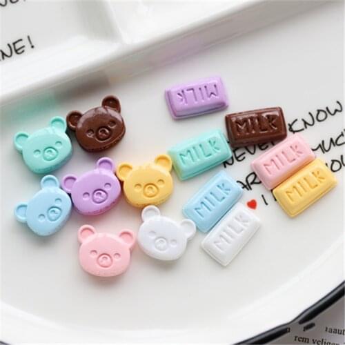 10Pcs Simulation Chocolate Bear Flatback Resin Cabochon Mini Fake Food Play Fit Phone Deco Parts DIY Scrapbooking Accessories