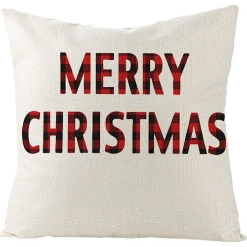 100% Linen Cushion Cover 18*18 Inches Christmas Home Decorations Sofa Pillowcase Santa Claus Elk Merry Christmas New Year 2022