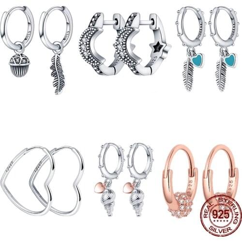 100% Real 925 Sterling Silver 11 Style Classics Heart Zircon Earrings Are Suitable as Birthday Gifts for Girls Fashion Jewelry