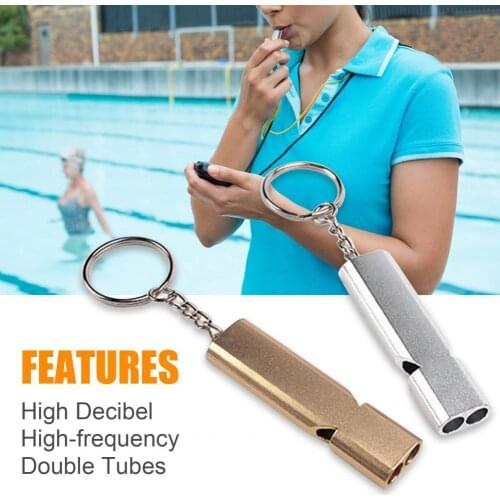 Easy to Carry 2Pcs Useful Mini Double Tubes Camping Whistle Sturdy Emergency Whistle High-frequency for Fishing