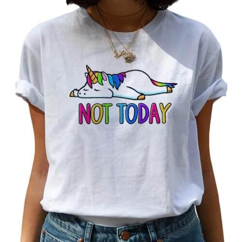 2021 New Style Unicorn Print Women T Shirt Harajuku 90s Short Sleeve T-shirts O-Neck Tops Casual Graphic Top Tee Female