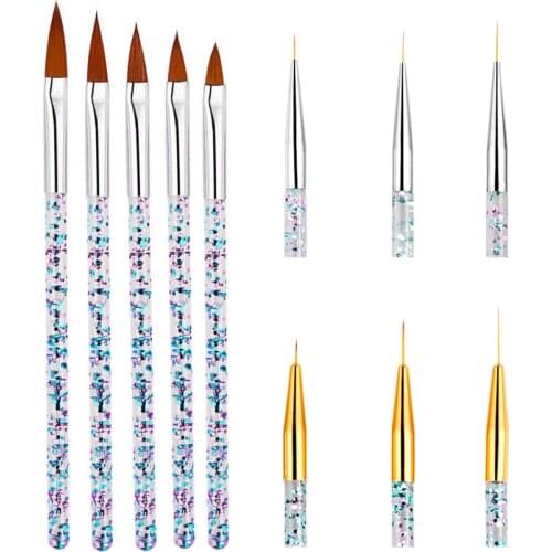 3/5/8Pcs Nail Art Line Painting Brush Set 3D Tips Crystal Acrylic UV Gel Brushes Stripe Flower Carving Drawing Pen Manicure Tool