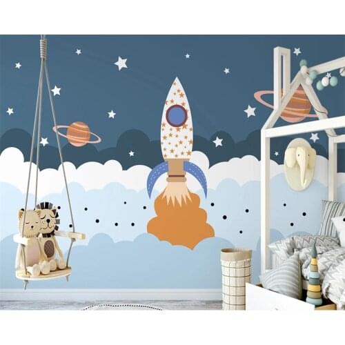 Beibehang Custom wallpaper geometric lines mountain hot air balloon childrens room cartoon background wall mural 3d wallpaper