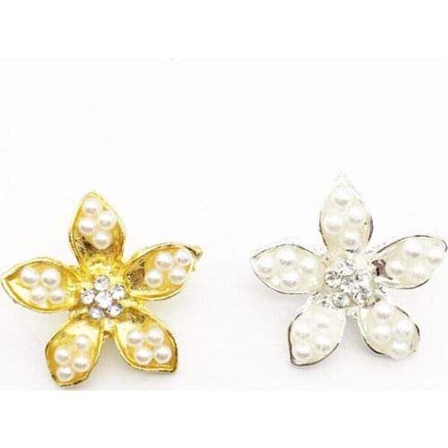 50pcs Flower Buckle Crystal Rhinestone Super Bright strass Flatback Garment Button Hairpin Hair Clip Decor Sewing Accessories