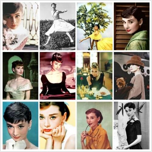 5D DIY Diamond Painting Audrey Hepburn Square Diamond Embroidery Needlework Rhinestone Mosaic Cross Stitch Art Decoration Gift