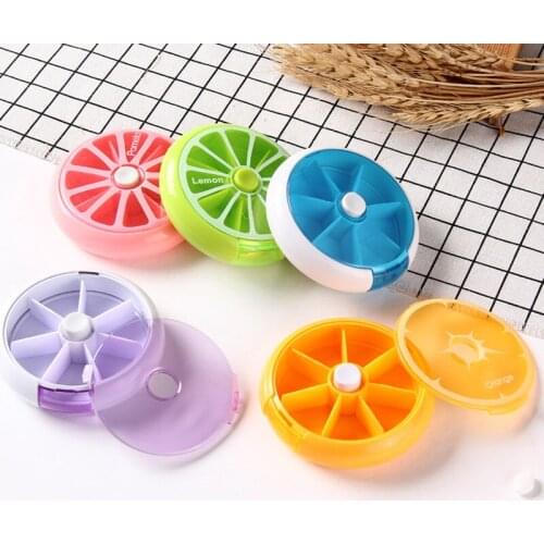 7 Day Rotating Fruit Container Lemon Pill Box Splitter Organizer Medicine Kit Travel Dispenser Pillbox Portable Health Care Tool