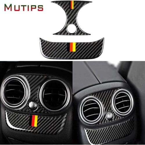 Mutips Carbon Fiber Car Rear Air Conditioning Outlet Panel Frame Cover Trim Accessories For Mercedes C Class W205 C180 C200 GLC
