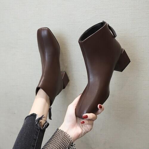 Net red Martin boots womens 2020 autumn winter new British style thick heel short boots high heels Chelsea boots for women