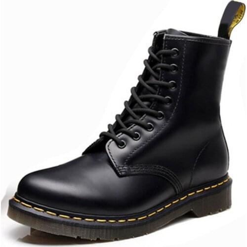 Martens boots women British style couple short boots Lace-Up unisex leather boots round head trend All-match motorcycle shoes