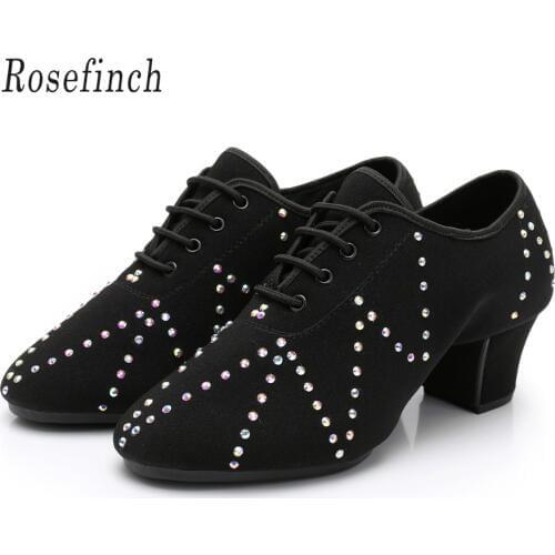 Men Women Shoes Latin Dance Shoes Adult Two Point Soles Teacher Shoes Soft Jazz Dance Shoes Male Oxford Cloth Heel 3/5cm A180