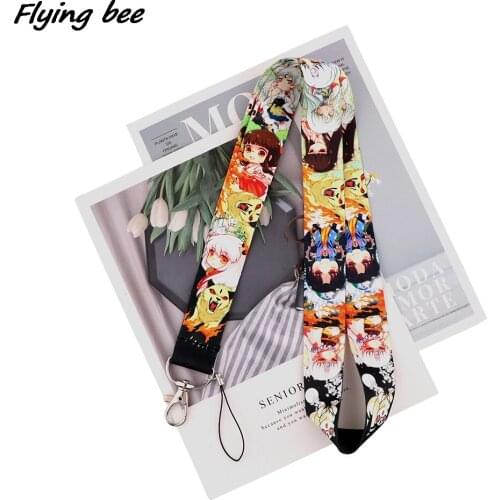 Flyingbee Cartoon Style Anime Lovers Key Chain Lanyard Neck Strap For USB Badge Holder DIY Hang Rope Child Fans Kids Gifts X2021