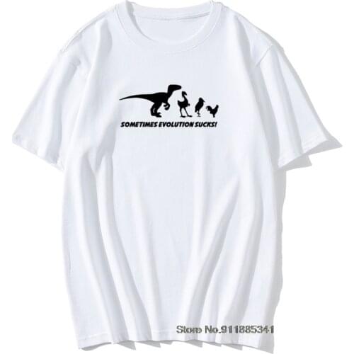 Sometimes Evolution Sucks T-Shirt Funny Darwin Retro Dinosaur Birds Comic Short Sleeve O Neck Cotton T Shirt Summer Tops