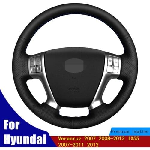 DIY Car Steering Wheel Cover Soft Black PU Artificial Leather For Hyundai Veracruz 2007 2008-2012 IX55 2007 2008 2009-2011 2012