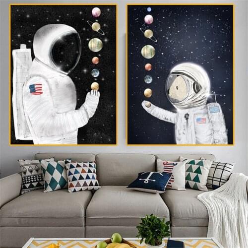 Astronaut Space Limit Oil Painting Canvas Painting Homesick Space Plant Graffiti Modern Street Art Rocket Quote Wall Art Decor