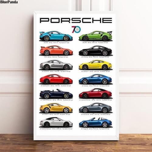 50 Years Anniversay Evolution Edition Car 911 Canvas Painting Oil Print Poster Wall Art Picture For Living Room Home Decor