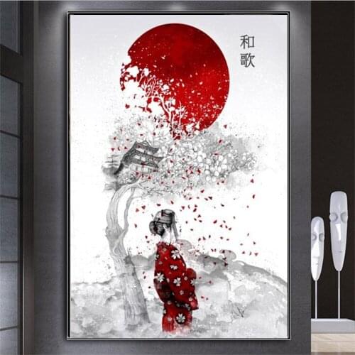 Square/Round Diamond 5D DIY Diamond Painting "Japanese Kimono Woman" Cross Stitch Wall Art Embroidery Painting 3D Home Decoratio
