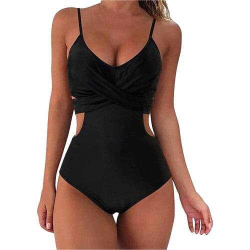 Summer One Piece Swimsuit Bikini Bathing Suit Swimwear Push Up Sexy Hollow Monokini Solid Color Beachwear Bikinis Ropa Mujer