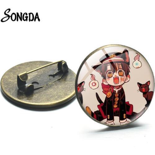 Cute Toilet-Bound Hanako-Kun Brooch Icon Badges Anime Jibaku Shounen Hanako Kun Glass Cabochon Metal Pins Button Ornament