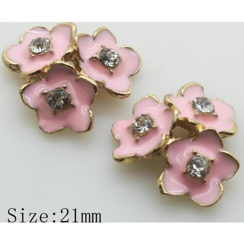 Fashion New 10pc 21MM Flower flat back Golden alloy buttons/ craft decorative button 2017 DIY wedding embelishment button