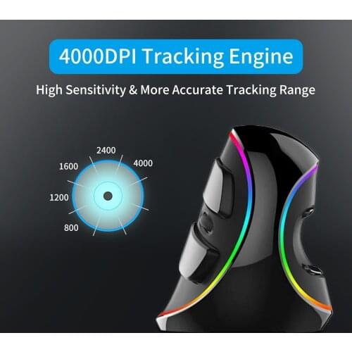 Delux Vertical Mouse 4000 DPI Ergonomic Gaming Mouse 6 Buttons RGB Wired Mice Optical Mause With Removable Palm Rest For Laptop