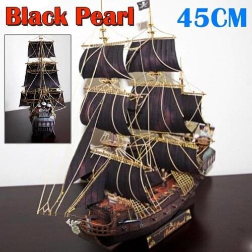 DIY Assembly Paper Model Kit Handmade Toy 45cm Black Pearl Sailboat Paper Model Toy DIY Papercrafts Ship Model Toy For Kids Gift